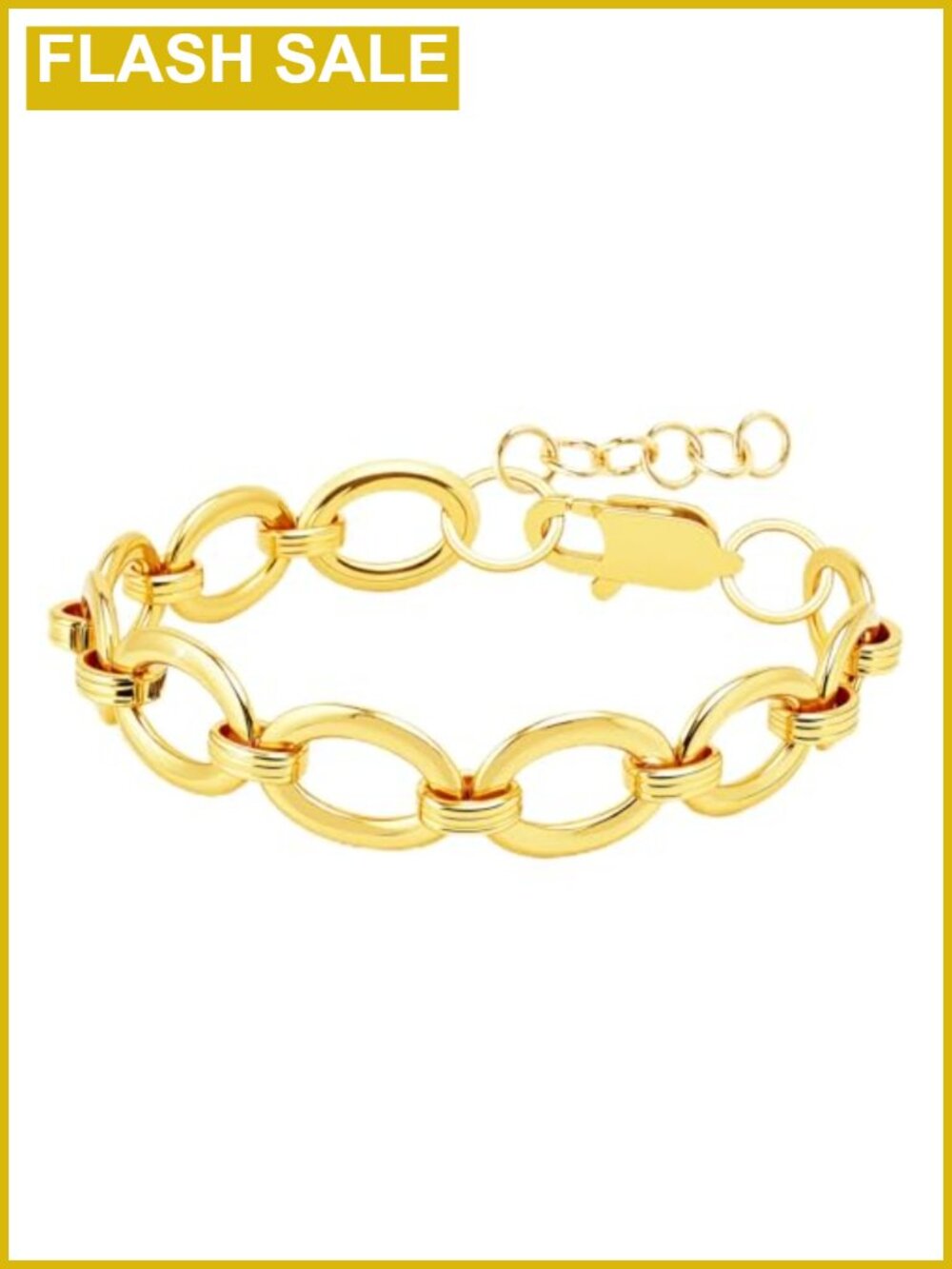 18K Gold Plated Chunky Link Bracelet Adjustable Hypoallergenic Chain
